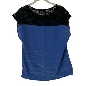 Black & Blue Urban Renewal Business Casual Top Shirt Lace Detail Women’s Small!